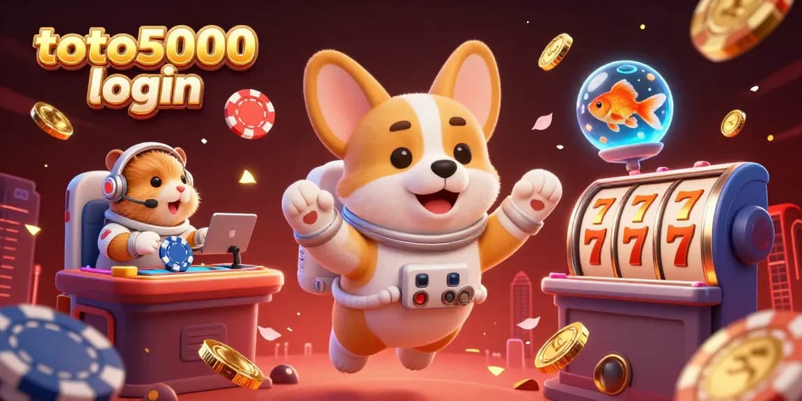 Engage and win with toto5000 login and vibrant casino elements in a dynamic 3D illustration