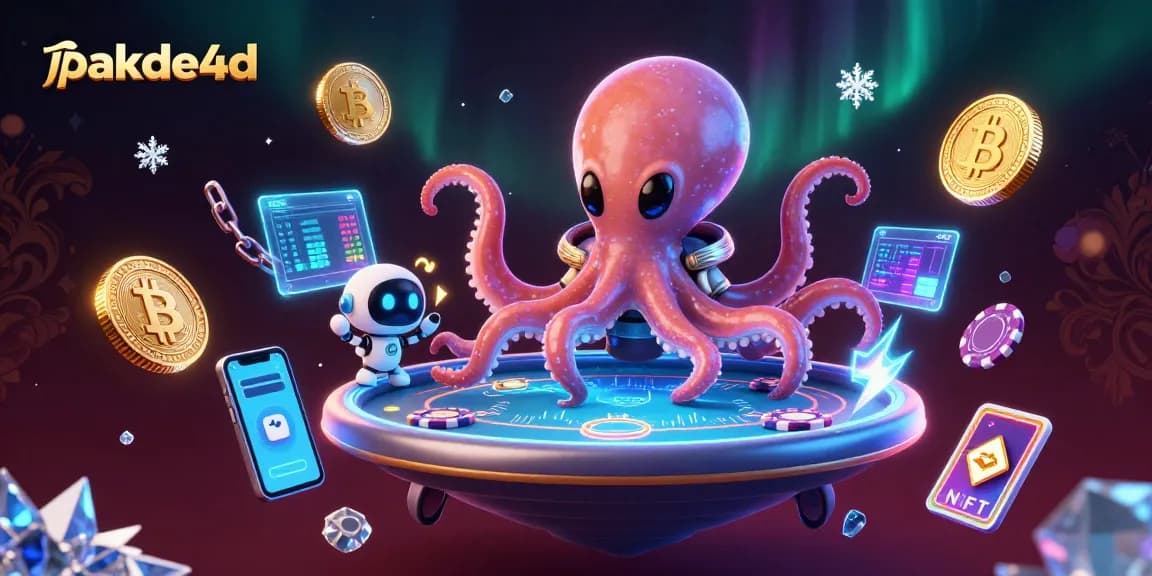 Experience thrilling gaming action at pakde4d with a vibrant alien octopus and crypto elements.