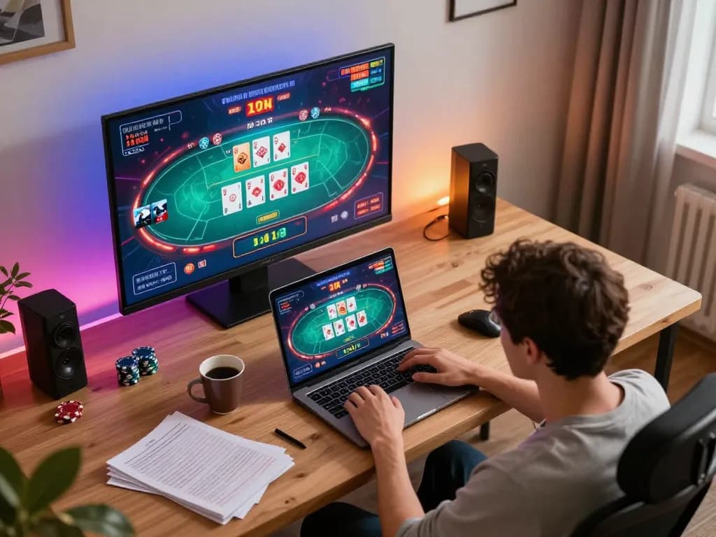 Engaging online casino gameplay showing joylink free kredit on vibrant virtual poker interface