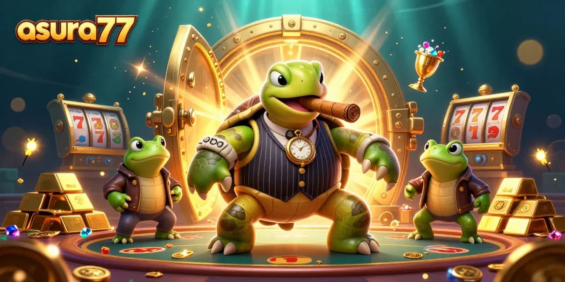 Experience big wins at asura77 with rich slot games featuring a vintage mobster turtle.