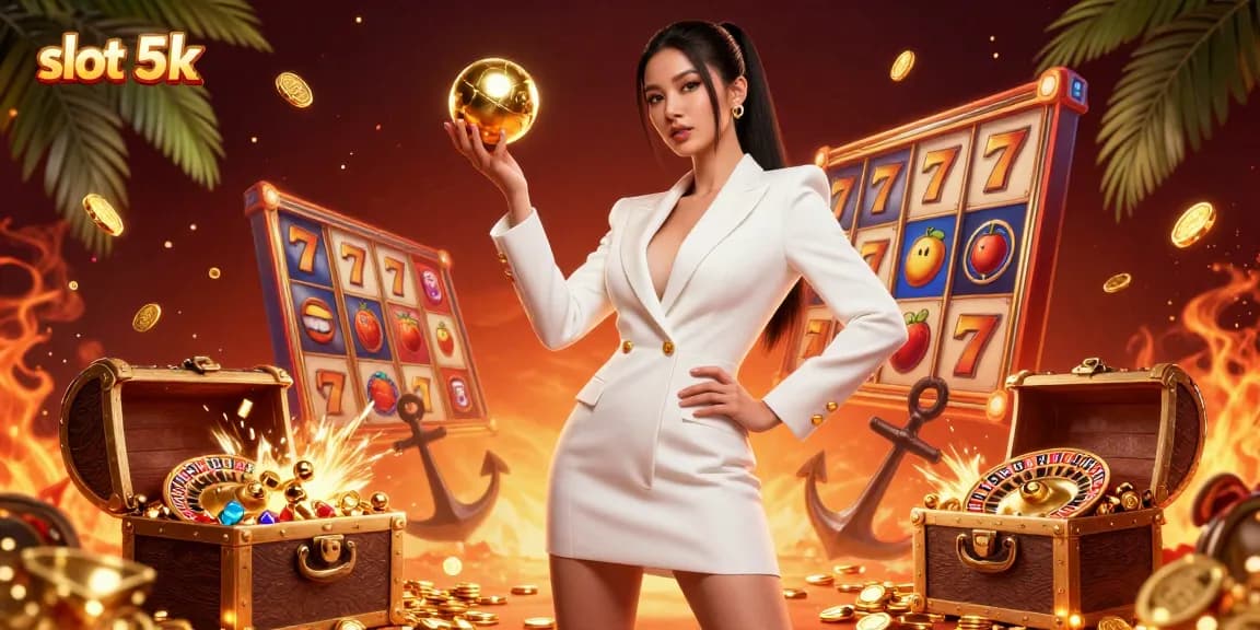 Experience the thrill of slot 5k with vibrant casino elements and dynamic gameplay scenes.