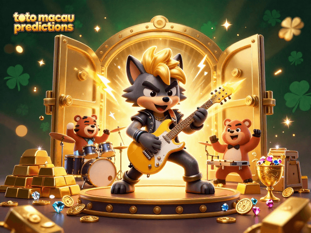 Engage with exciting toto macau predictions through a dynamic casino illustration featuring cartoon characters.