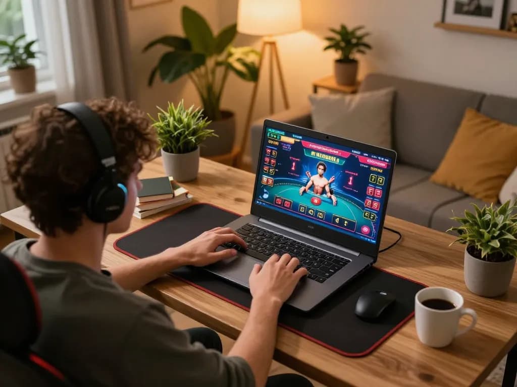 Engage in online poker gaming on Juraganbola with a cozy home setup and live dealer interactions.
