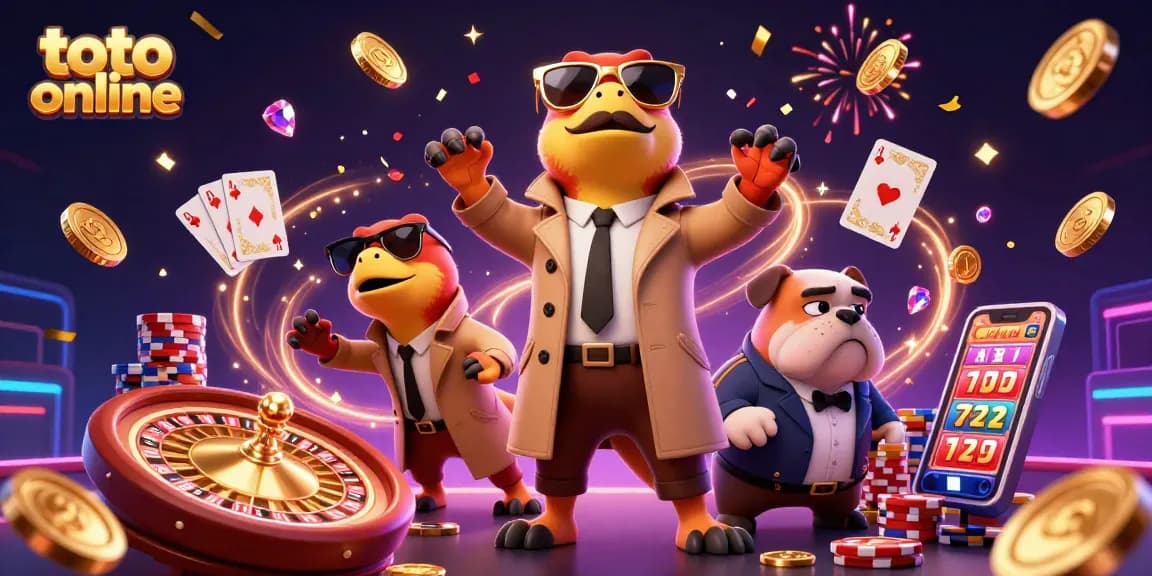 Serunya bermain toto online dengan tiga raptor dalam jas, dikelilingi oleh koin emas dan harta kebangkitan.
