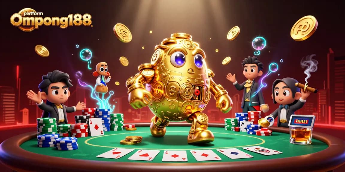 Menangkan permainan di platform Ompong188 dengan golem emas dan meja poker memukau.