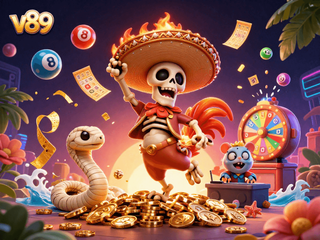 v89 menawarkan keseruan bermain game kasino dengan karakter menarik dan banyak elemen permainan.