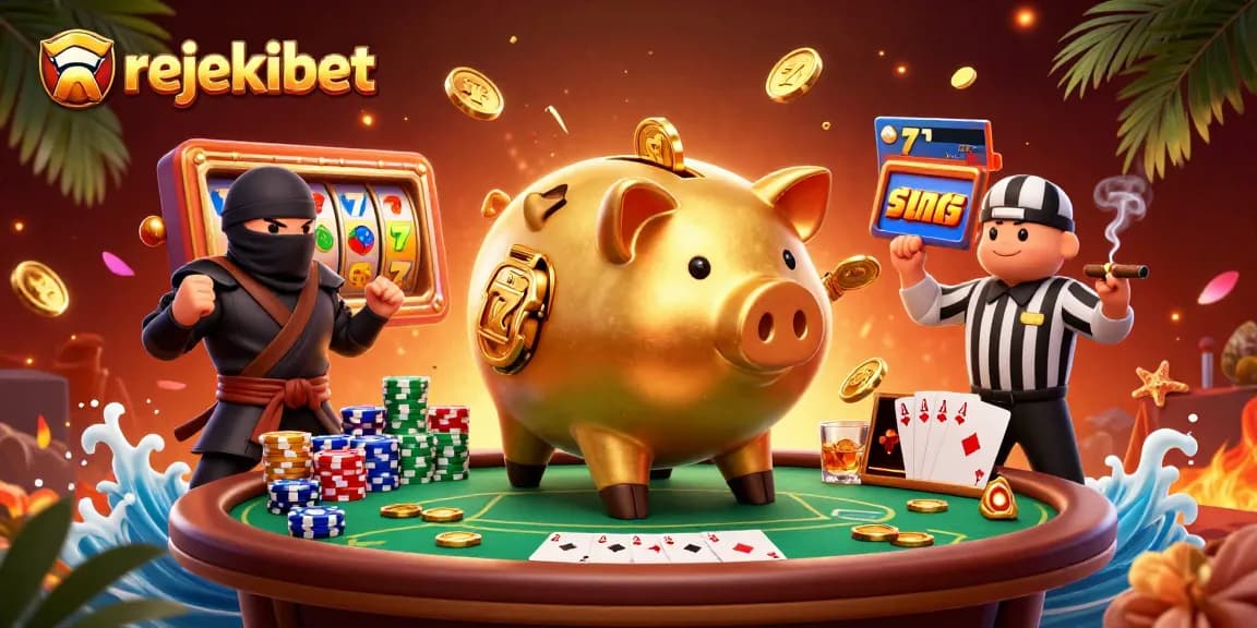 Engage in immersive gaming with rejekibet's vibrant 3D casino illustration showcasing exciting slots and dynamic gameplay.