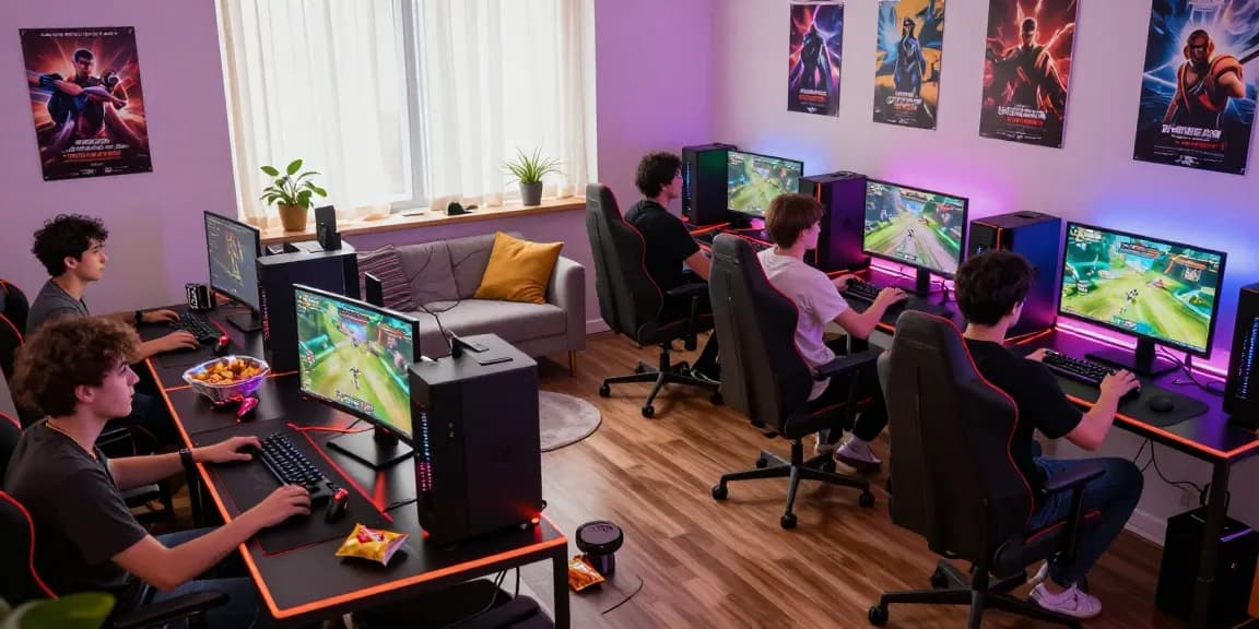 Community gamers strategizing and sharing tips in dynamic online sessions with rokok88 influence.
