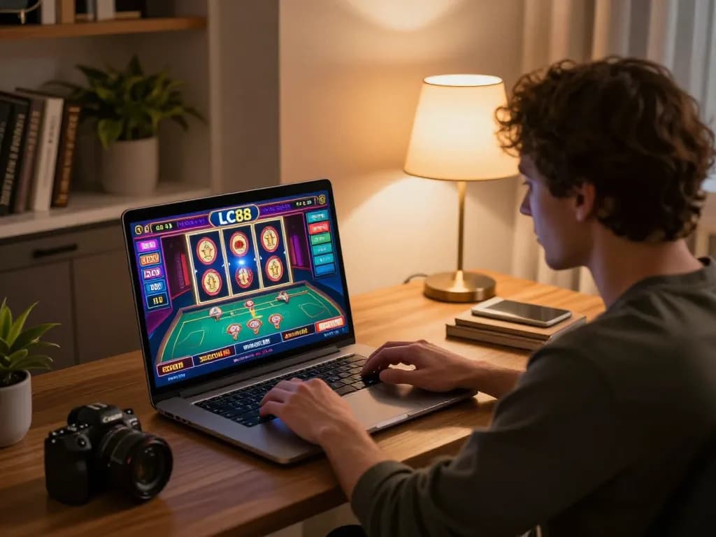 Player engaged in a thrilling game at LC88 online casino setup, showcasing strategy and excitement.
