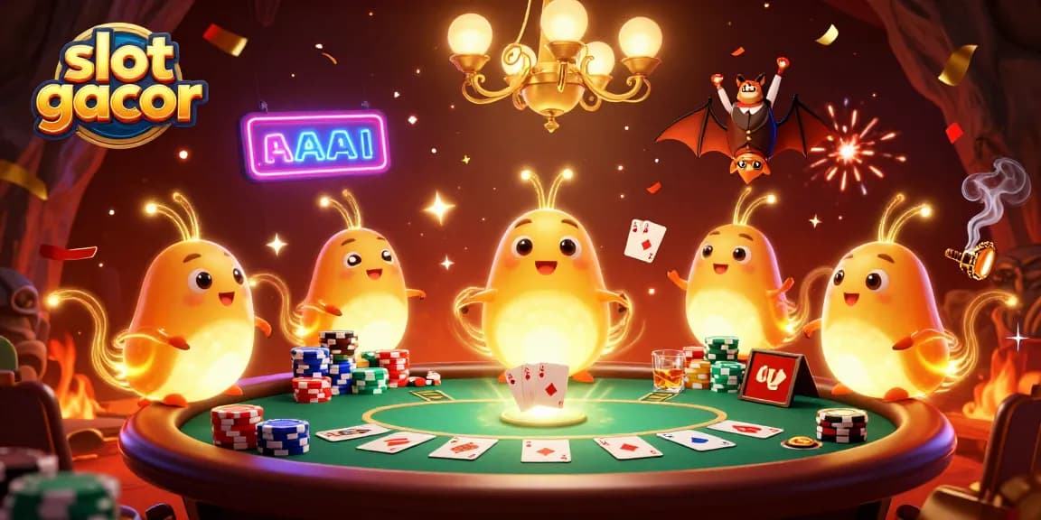 Slot gacor menampilkan tim glowworm 3D di kasino gua yang cerah dan menarik.