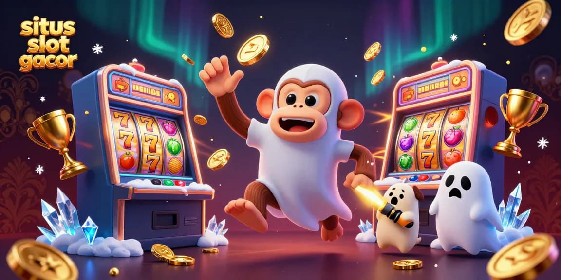 Experience the thrill of situs slot gacor with a playful monkey juggling gold in a vibrant casino!