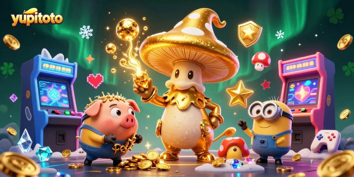 Menang dalam permainan kasino di yupitoto dengan ilustrasi kartun detail tinggi dan elemen kasino menawan.