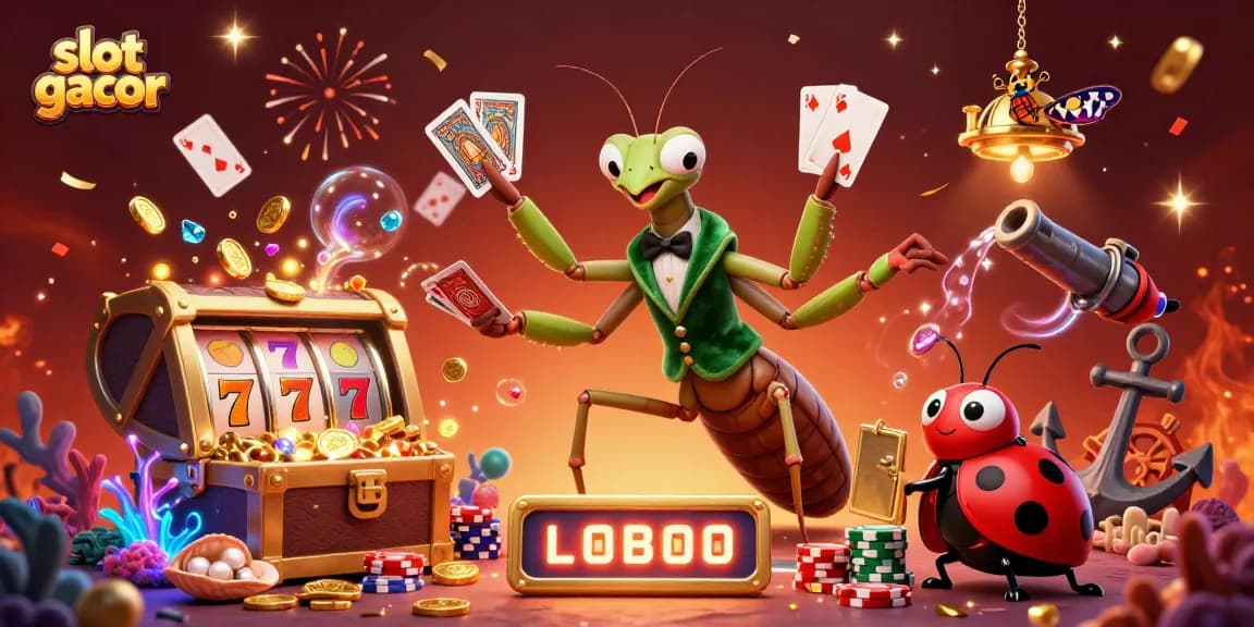 Experience thrilling slot gacor gameplay with vibrant 3D characters and dynamic visual effects in this casino illustration.