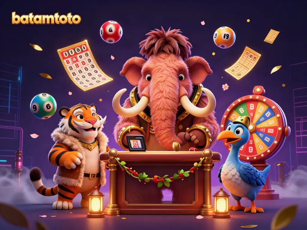 Experience the excitement at batamtoto with a vibrant casino scene featuring unique characters and dynamic game elements.