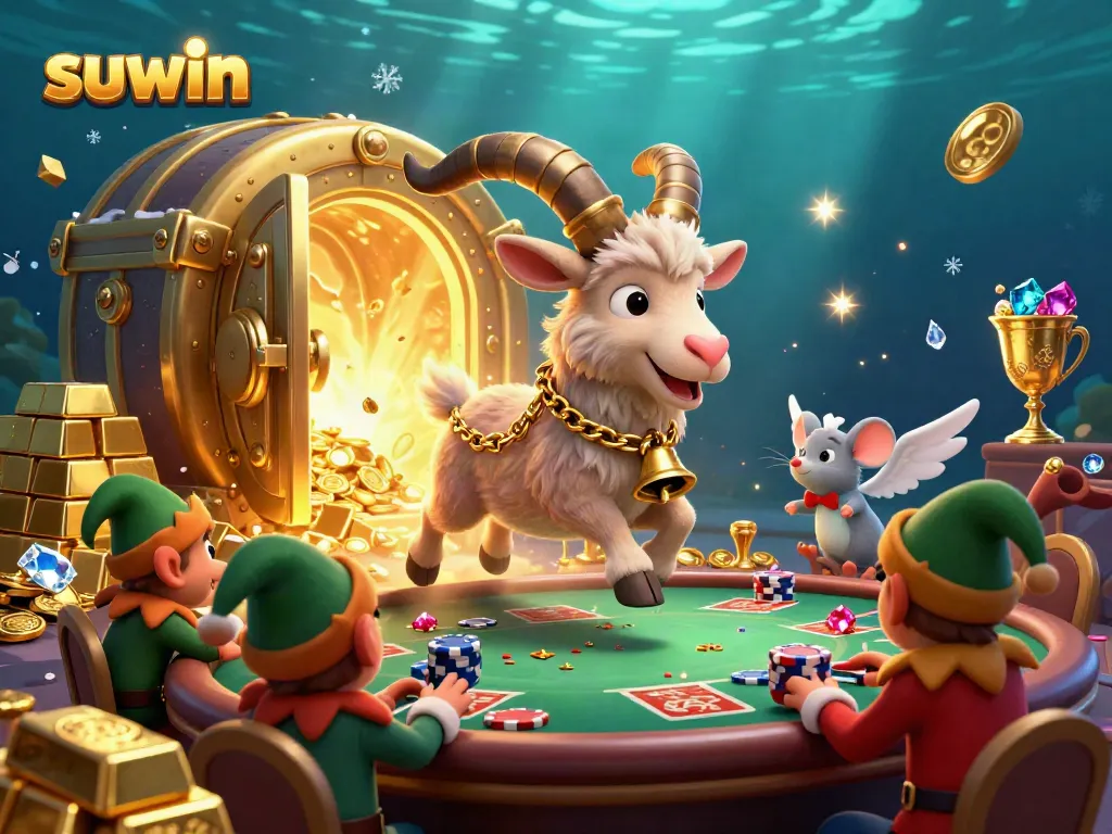 Experience the thrills at suwin's vibrant casino with playful characters and shimmering treasures.