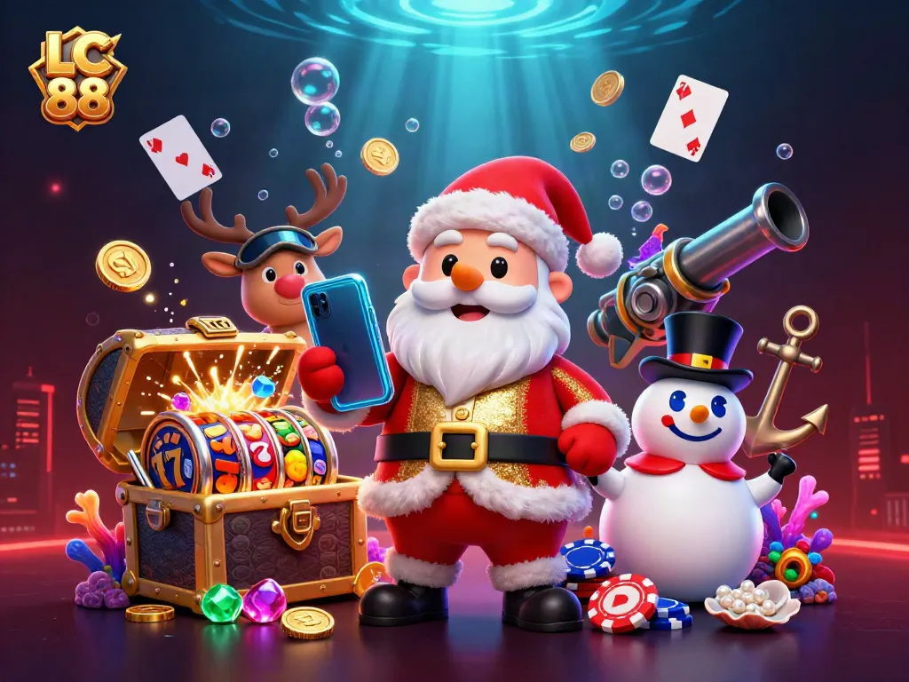 Engage in exciting gameplay at LC 88 with friendly cartoon characters in a vibrant casino scene.