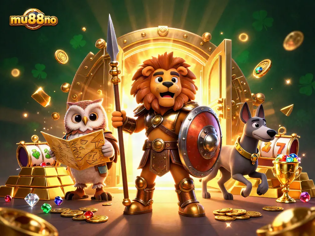 Experience thrilling action with mu88no's slot games featuring dynamic characters and golden treasures.