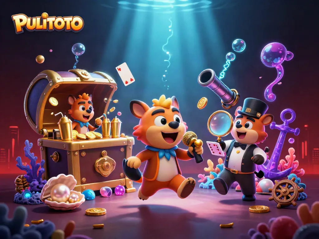 PULITOTO hyenas entertain at a vibrant comedy casino, showcasing thrilling gaming elements.