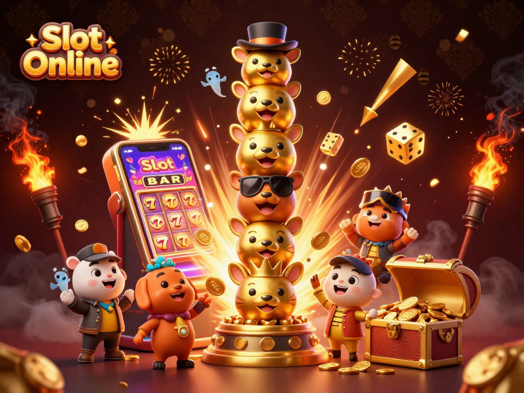 Engage in thrilling Slot Online games with special golden totem and vibrant casino elements.