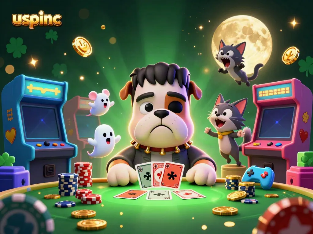 Join the thrilling action at uspinc's vibrant casino scene featuring lively characters and vivid game elements.