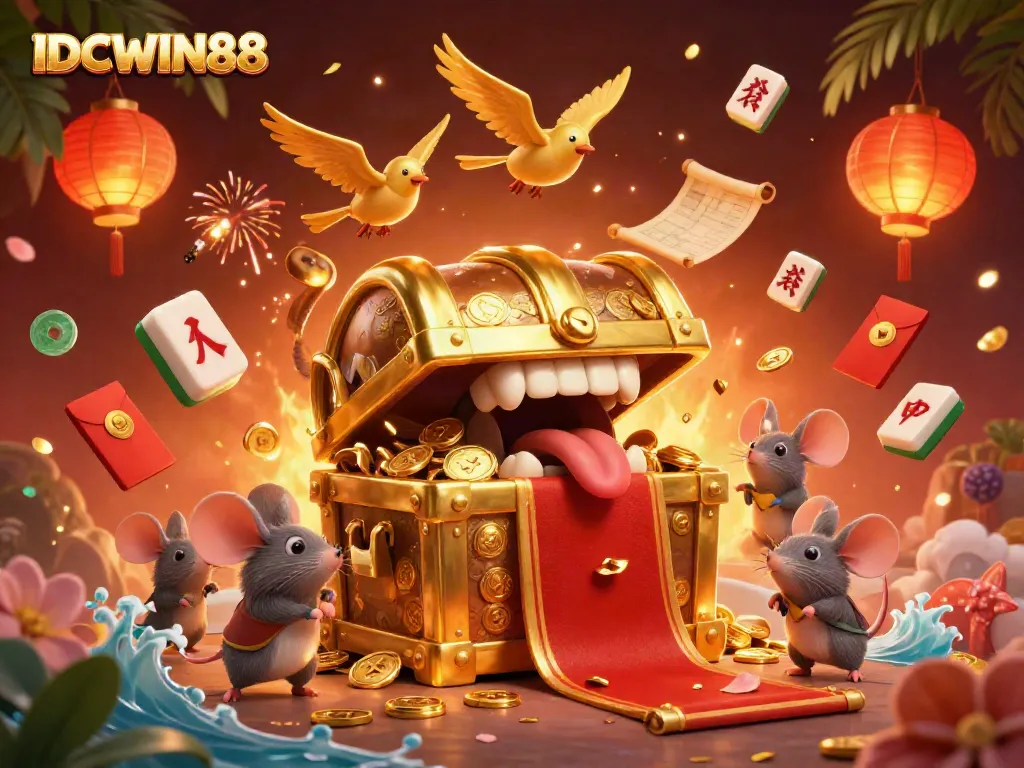 Engage in thrilling entertainment with IDCWIN88, featuring dynamic casino characters and vibrant game symbols.