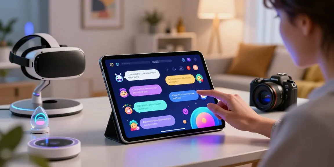 Engaging experience with nsfw chat ai on digital tablet in a modern living space.