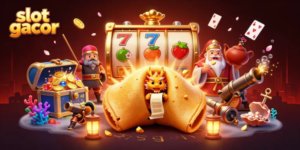 Menangkan slot gacor dengan karakter unik dan elemen permainan yang menarik dalam gambar ilustrasi 3D.
