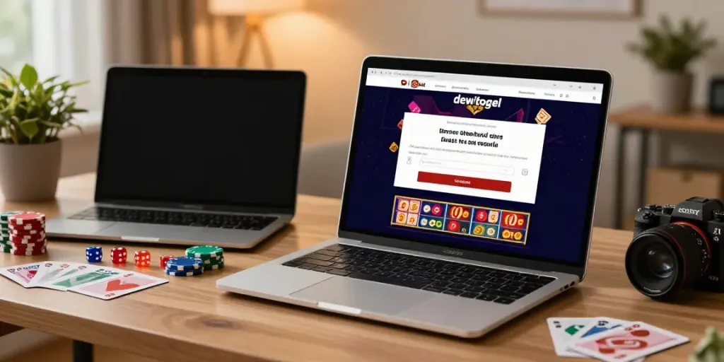 Proses login dewitogel alternatif yang nyaman di kantor rumah dengan perangkat gaming.