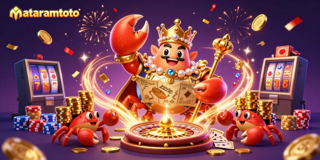 Experience thrilling gaming action at Mataramtoto with a vibrant scene of luck, treasures, and excitement.