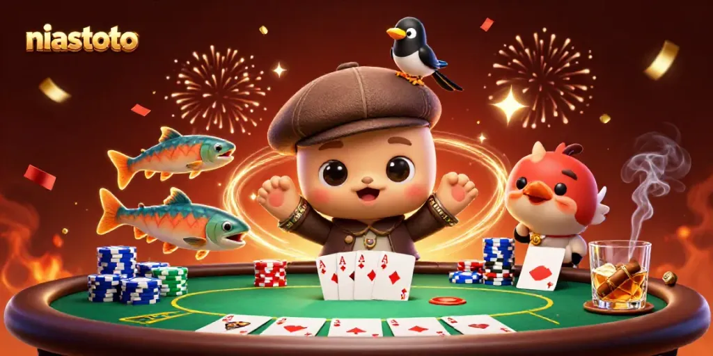 Dalam gambar ini, niastoto memberikan pengalaman bermain peluang seru di suasana kasino yang ceria.