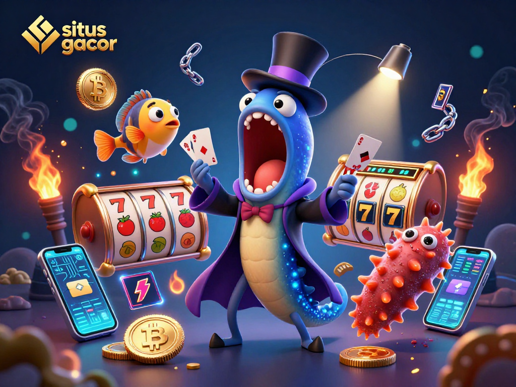 Engage with situs slot gacor through a vibrant 3D casino scene highlighting immersive slot game elements.