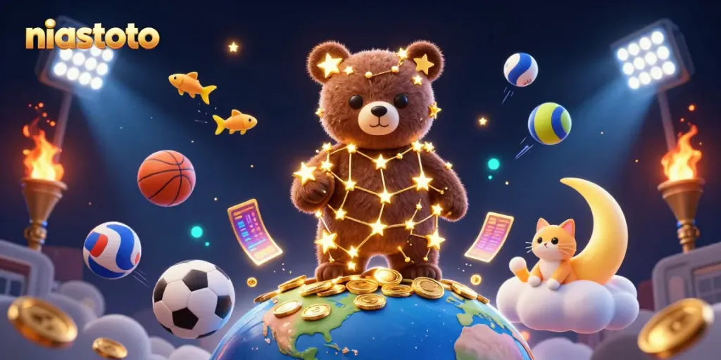 Engage with niastoto's vibrant 3D casino world filled with sports and stars.