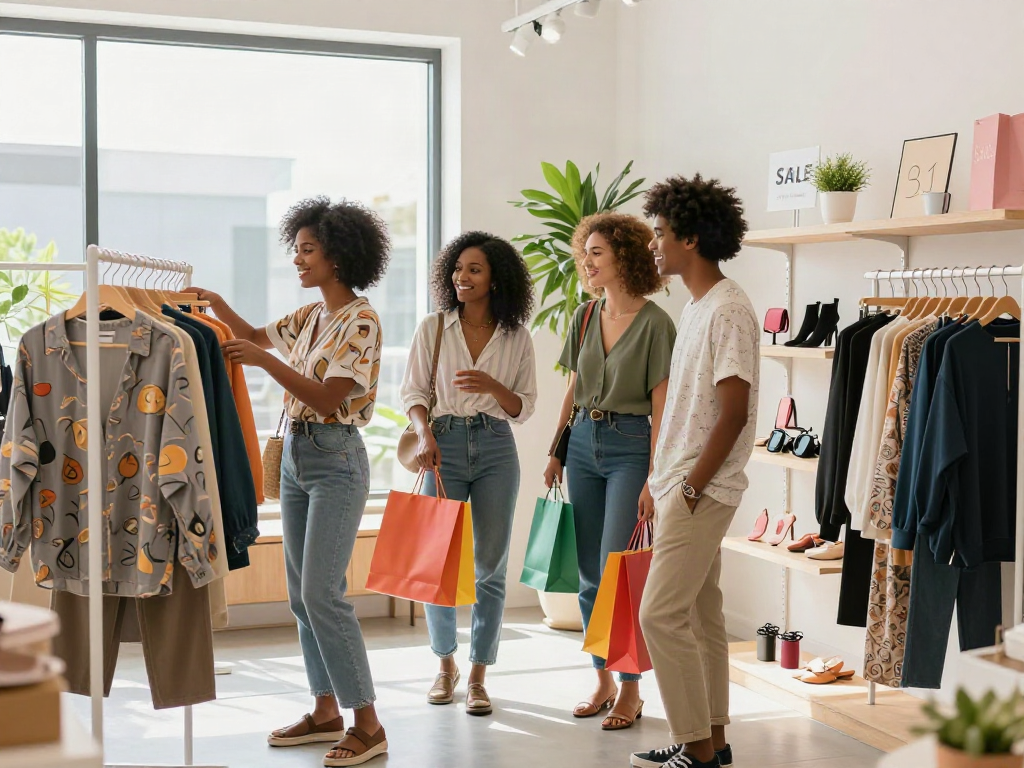 Friends enjoying a vibrant shopping experience for bro138 fashion trends in 2026.