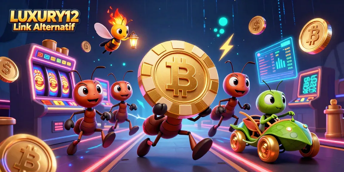 LUXURY12 Link Alternatif brings excitement as ants slip the golden poker chip through a casino tunnel.