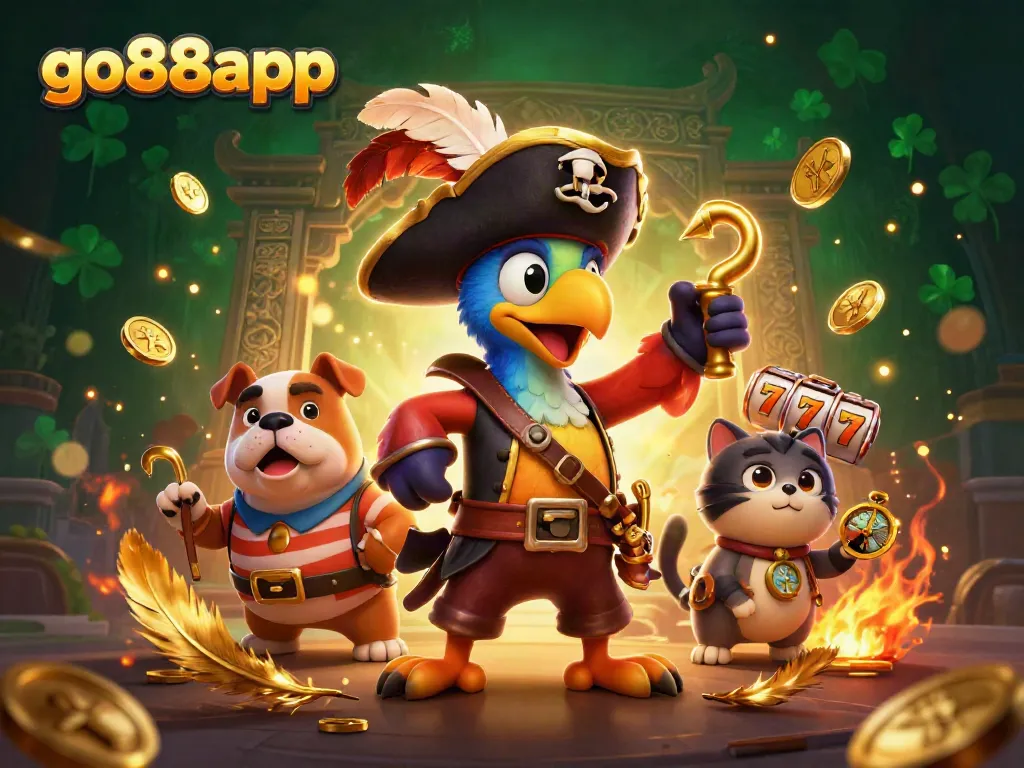Engaging depiction of go88app gameplay featuring an adventurous pirate captain with immersive casino elements.