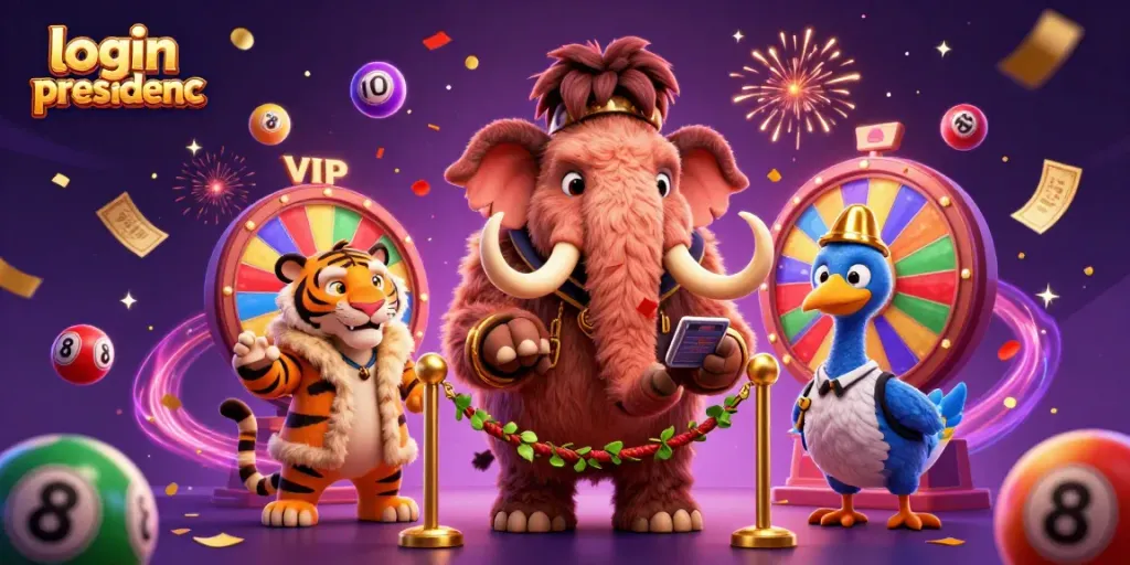 Experience the excitement of login presidencc with dynamic characters and vibrant casino elements.