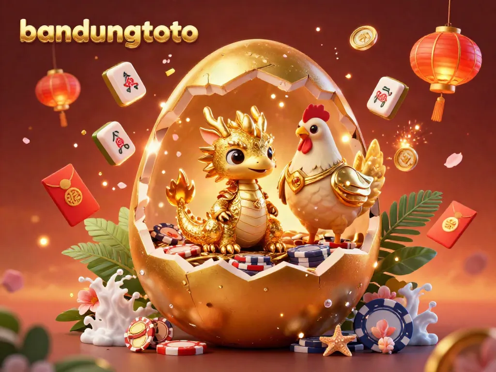 Experience bandungtoto’s thrilling atmosphere with a golden dragon and poker chips in festive 3D illustration.