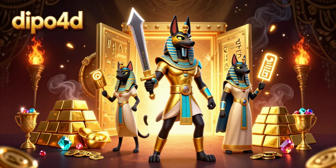 Experience the thrill of dipo4d with Egyptian warriors guarding treasures in this vivid casino scene.