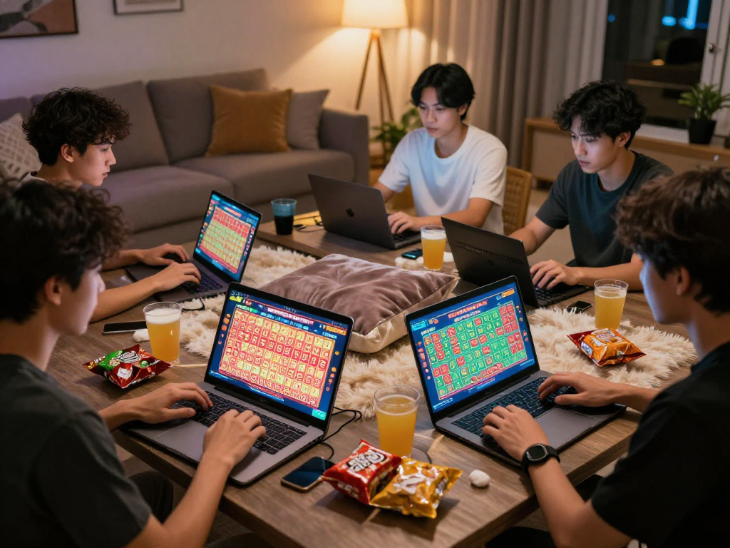 Penggemar togel online menikmati permainan dengan laptop dan alas yang nyaman.