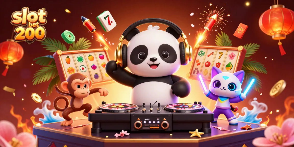 Experience the thrill of 'slot bet 200' with a vibrant casino-themed 3D scene full of excitement.