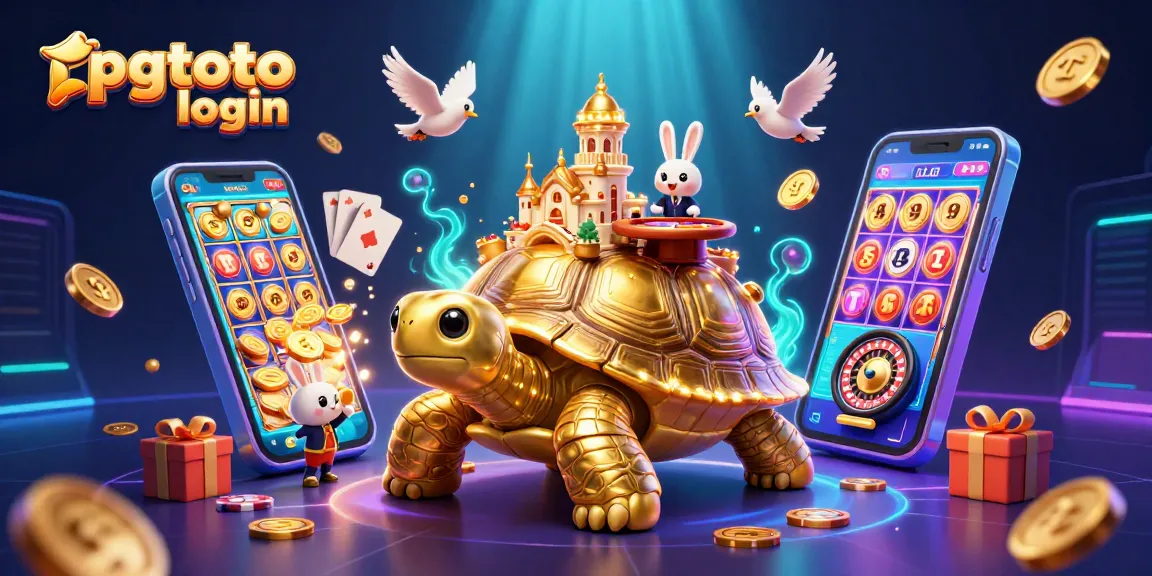 Masuki dunia pgtoto login dengan simbol kasino bertema slot dan permainan menarik.