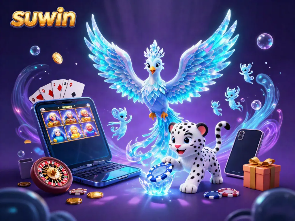 Suwin offers thrilling gameplay with an ice phoenix, poker elements, and vibrant slot visuals.