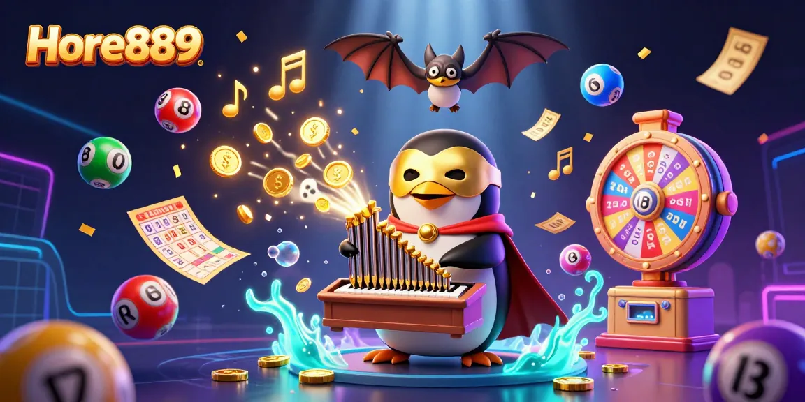 Experience Casino Excitement with Hore889: Colorful characters and dynamic gaming elements come to life in a vibrant illustration.