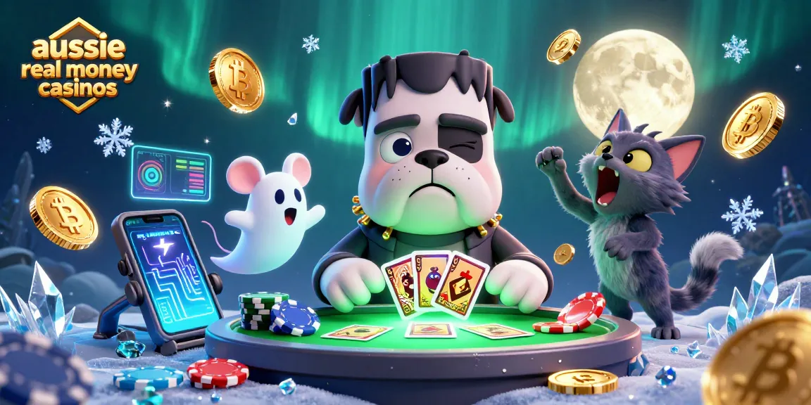Engage with aussie real money casinos through a lively 3D illustration of characters at a casino table.