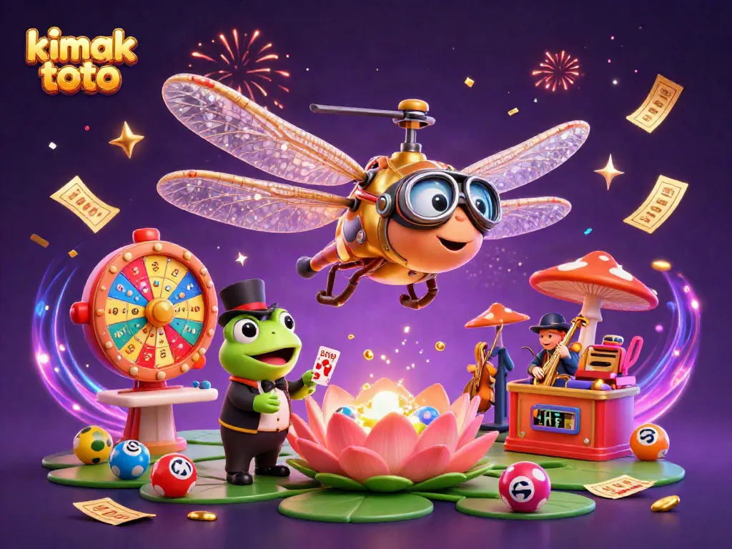Engage in the vibrant world of kimak toto, where a dragonfly pilot and frog croupier bring fun to the casino scene.