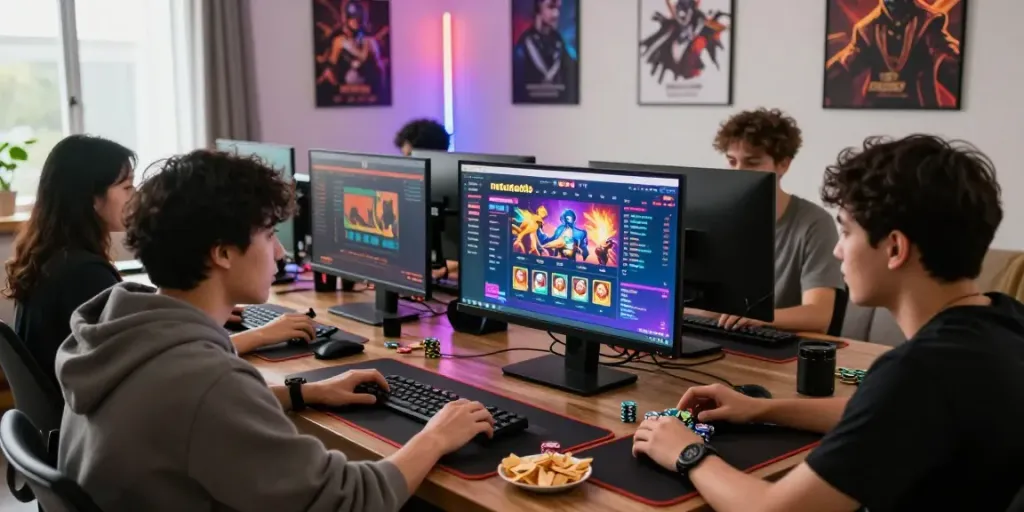 Teman-teman bersenang-senang bermain natunatoto di rumah, menikmati pengalaman bermain game online yang seru.