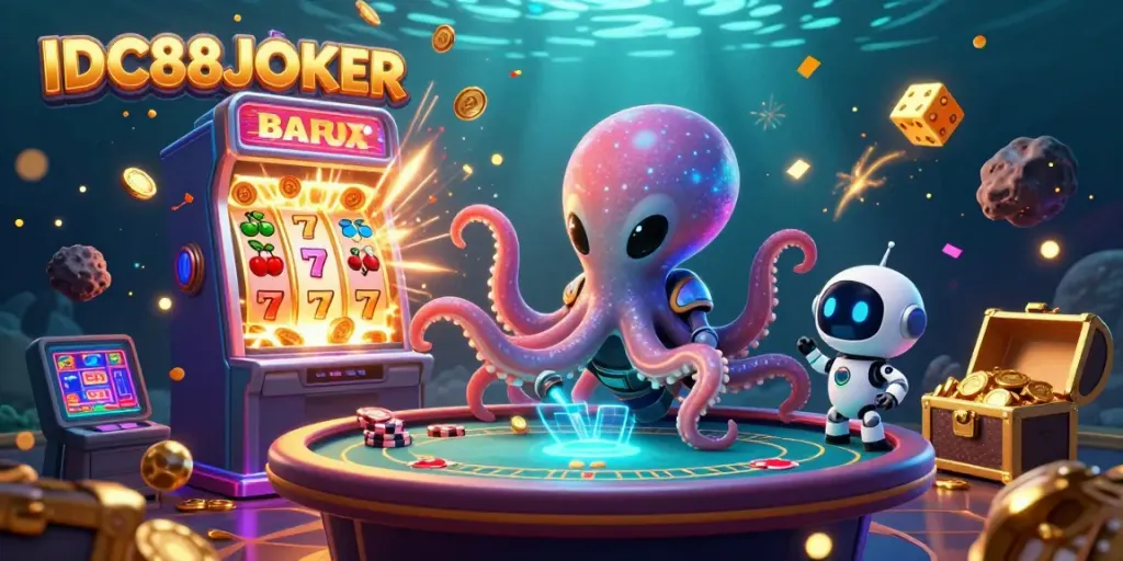 Engage in thrilling gameplay with IDC88JOKER featuring a vibrant casino scene full of excitement and rich details.