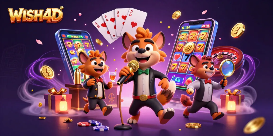 Join the fun at WISH4D's lively casino club featuring hilarious hyenas and exciting games.