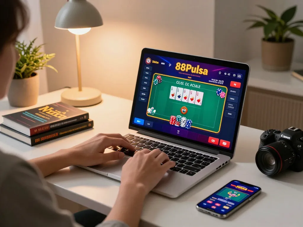 Rasakan permainan mendebarkan di 88Pulsa dengan visual poker di perangkat mobile dan laptop.