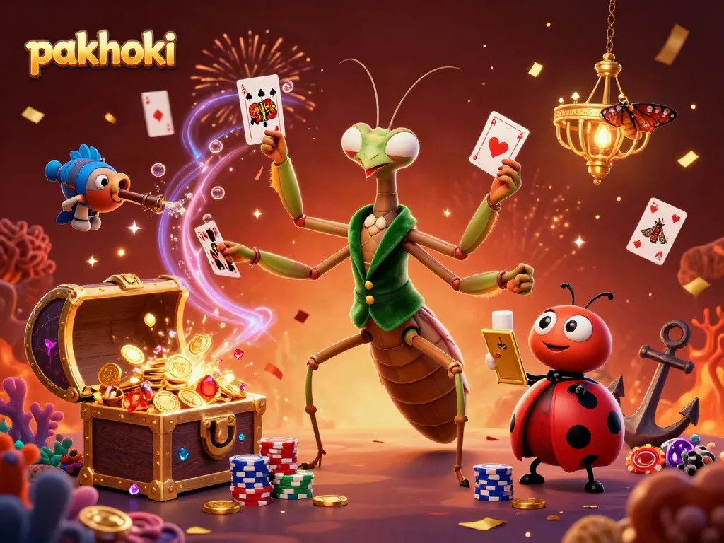 Permainan pakhoki yang menarik dengan tokoh unik dan detail cerah dalam ilustrasi 3D.